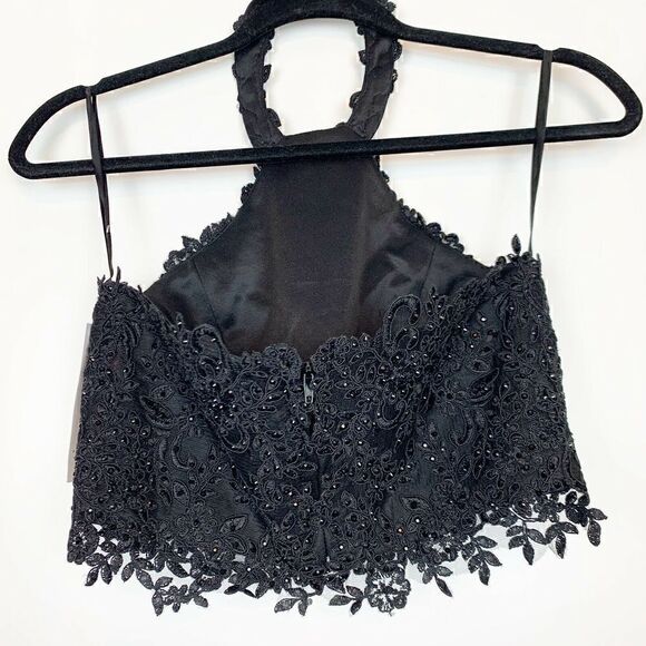 NWT Ed Young Prom Dress Halter Top Black XS - Picture 2 of 5